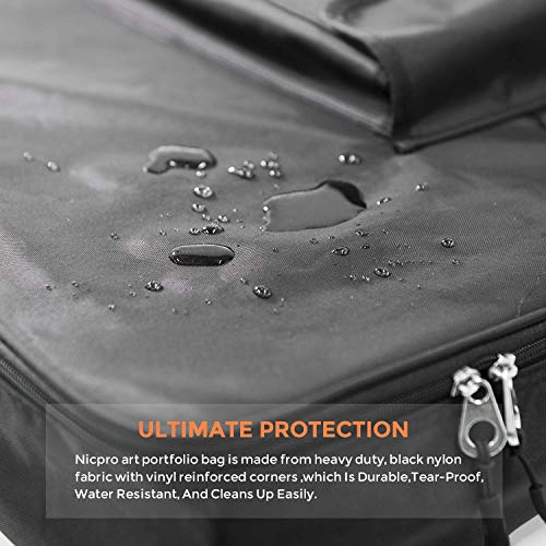 Nicpro Art Portfolio Bag 24 x 36 in, Nylon Artist Carrying Bag Waterproof | Soft Sided Bag, Adjustable Shoulder Strap, Storage Case for Artwork Sketch Drawing Canvas Photography Poster Solar Panel - size: 24 x 36 inches