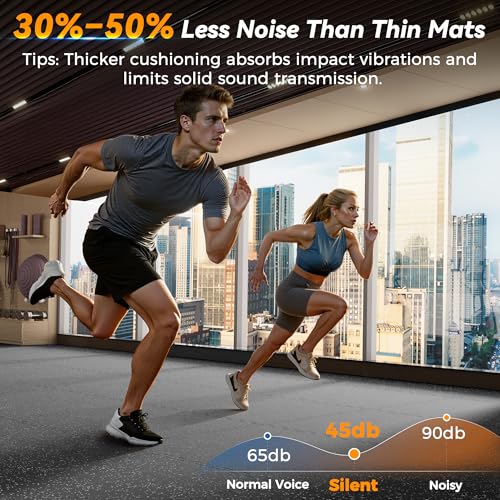 SUPERJARE 1" Extra-Thick Rubber Top Exercise Mat, Gym Flooring for Home Gym - size: 12 Tiles (48 Sq Ft)