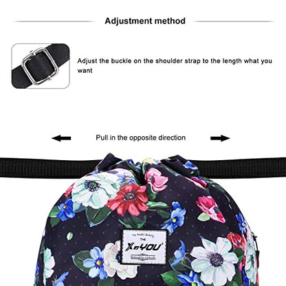 XEYOU Drawstring Backpack Bag Sport Gym Sackpack Beach Cinch Bag | Lightweight Swimming Bag, Water-Resistant Fabric, Travel Daypack for Women and Men - color: Colorful Flowers