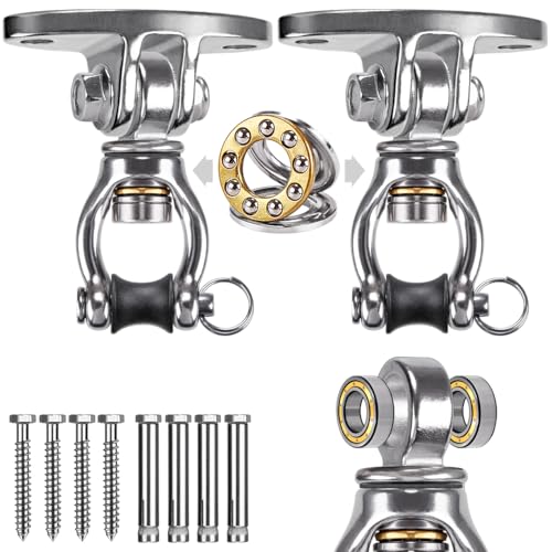 SELEWARE Silent Bearing Swivel Swing Hanger Stainless Steel Swing Hook 2Pcs - color: 360° Bearing Swing Hanger ( 2 Pack )
