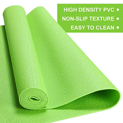 Funtery 3 mm Thin Yoga Mats Bulk, 68 x 24 Inches Lightweight PVC Exercise Mats Non Slip Workout Fitness Pads for Yoga Pilates Stretching Classes Gym Home Studio - color: Green