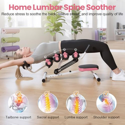 Mini Inversions Tables with Adjustable Back Support, Portable Inversion Table, Lumbar Decompression Table, Heavy-Duty Steel Frame Yoga Stool, Compact Foldable Back Stretcher, 350lbs Capacity A