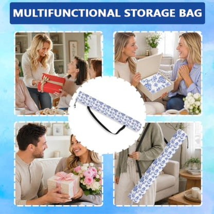 FINGERINSPIRE Mahjong Mat Holder Bag with Strap 35.83x5.9inch Canvas Yoga Mat Bags with Adjustable Strap Blue Birds Floral Branches Print Drawstring Carrier Bag Outdoor Storage for Mahjong Yoga Mats