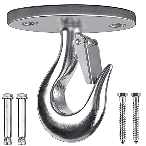 Dolibest Ceiling Anchor Mount for Yoga Swing Suspension, Resistance Band Wall Anchor, Body Weight Strength Training Systems, 2000LB Capacity, Stainless Steel,1PCS - color: Silver-2holes