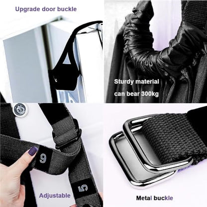 Aerial Yoga Rope for Door,Yoga Door Swing,Leg Stretcher Strap - color: black