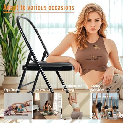 INNOLIFE Yoga Auxiliary Chair - Backless, Relieve Neck & Back Pain, Abs & Core Training, Balance Handstand, Flexibility & Strength