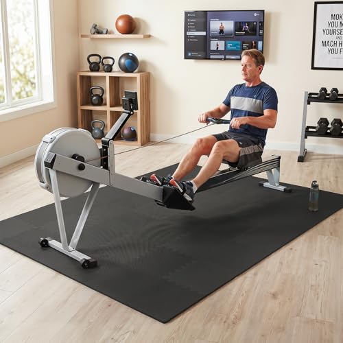 Giantex 54 PCS Interlocking Exercise Mat, 54 Sq.Ft EVA Foam Floor Tiles with Borders, 0.4" Thick Non-Slip Puzzle Workout Mats, Protective Gym Flooring for Home Gym, Garage, Basement, Black - color: Black, size: 54 Sq.Ft (54 Tiles)