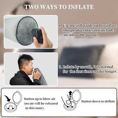 ONTYZZ Inflatable Body Pillow Long Pillow for Bed Oval Bolster Pillow - color: Grey, size: Long Oval (1-Pack)