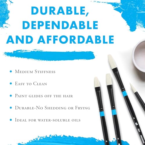 Princeton Aspen Professional Paint Brush Set, 4-Piece Long Handle Synthetic Brushes with Medium-Stiff, No-Shedding Bristles for Acrylic, Oil & Water-Soluble Oil Painting