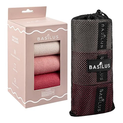 3-Pack Fabric Resistance Bands for Legs & Glutes – Exercise Bands for Workout, Strength Training, Yoga, Pilates & Fitness - color: Peach Cream, Blush Dune, Lost Cherry