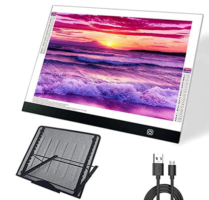 A3s Light Pad Kit with Metal Stand, Diamond Art Light Board | USB Powered Light Pad Kit fits Diamond Painting, Tracing, Sketching - size: A3S Kits
