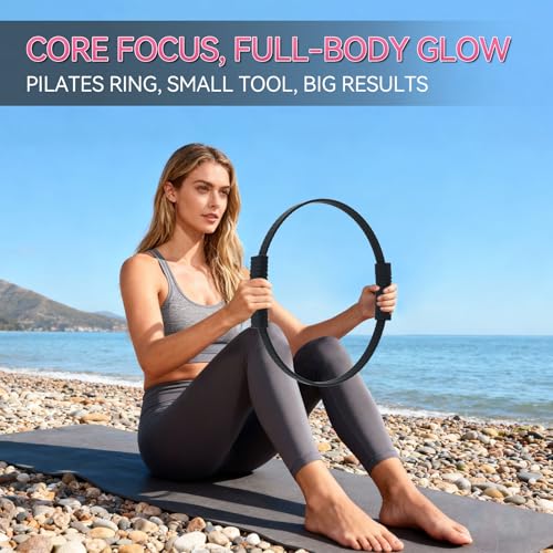 Pilates Ring, 13.5" Silicone Magic Pilates Fitness Circle with Dual Grip, Lightweight & Durable Flexible Resistance Exercise Equipment for Toning Arms, Thighs, Legs, Core