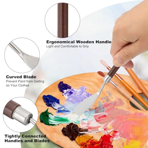PATIKIL Art Spatula, 2 Pcs 17.5mm Stainless Steel Flexible Palette Knife Painting Knife Painting Spatula Oil Painting Mixing Scraper with Wood Handle for Canvas Acrylic Painting, Red