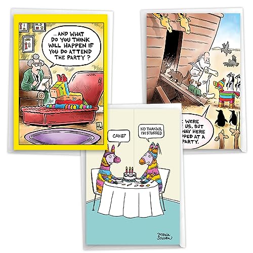 NobleWorks Assortment Pack of 3 Hysterical Birthday Greeting Cards with Envelopes for Men and Women (3 Designs, 1 Each) Pinata Party VC10010BDG-C1x3 - style: Pinata Party
