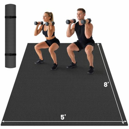 THAILE Large Exercise Mat, 7'x5'/6'x4'/8'x5', 6mm Workout Mat for Home Gym | Heavy-Duty & Shoe-Friendly Large Yoga Mat: Textured grip and cushioning support cardio, Pilates, stretching workouts - size: 8x5FT