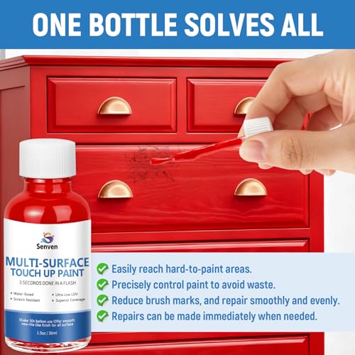 Red Touch Up Paint High-Gloss Apple Red Multi Surface Acrylic Touch Up Paint Pen Scratch Repair for Metal,Wall,Cabinets,Appliances,Wood,Door,Furniture,Enamel 1.5 Fl Oz - color: Red - 1.5 oz