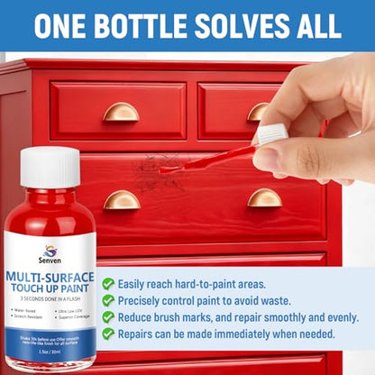 Red Touch Up Paint High-Gloss Apple Red Multi Surface Acrylic Touch Up Paint Pen Scratch Repair for Metal,Wall,Cabinets,Appliances,Wood,Door,Furniture,Enamel 1.5 Fl Oz - color: Red - 1.5 oz