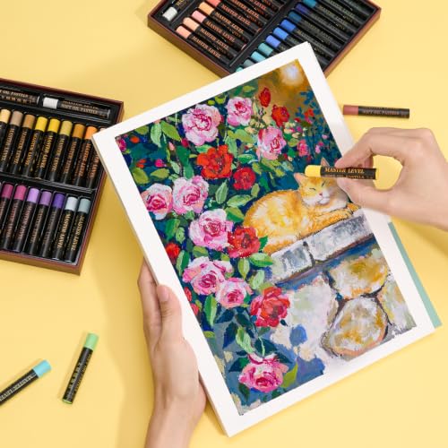 LIGHTWISH Soft Oil Pastels, 77 Colors Floral Theme Set (78 Count, 2 White Included), Soft & Buttery Smooth Texture, High Lightfastness, Ideal for Artists, Students & Beginners, Premium Gift Box