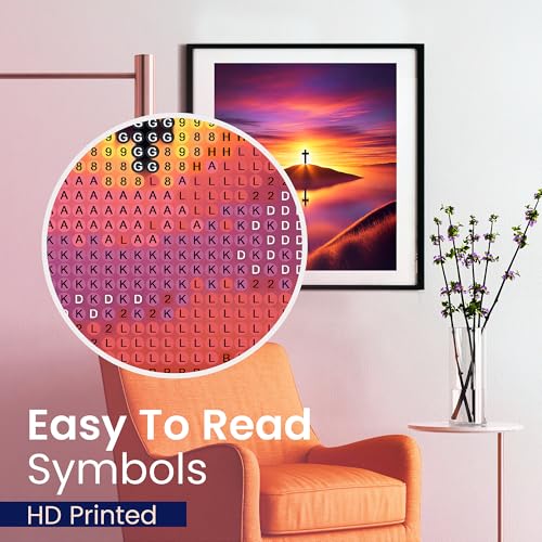 Modern Merch Jesus Diamond Art for Adults Sunset Cross Christian 5D Diamond Painting Kit for Adults Landscape, DIY Jesus Wall Art Cross Stitch Kits Gem Art, Round Drill 12x16 Religious Gifts for Women - color: Sunset Cross