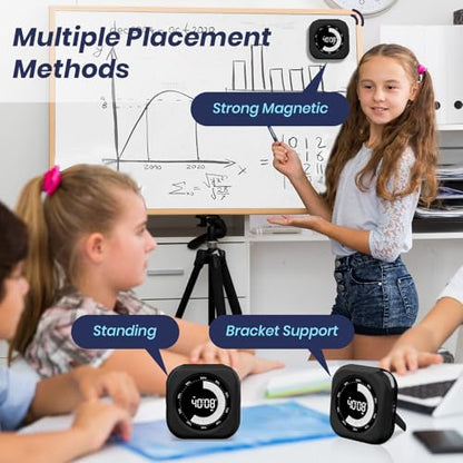 PERSUPER Visual Timer for Kids, Rechargeable 10-Hour Count Up/Down Timer | with 3 Brightness Display, 3 Volume Levels and Magnetic, Homeschool Study Tool, Large Digital Timers for Kitchen, Classroom - color: Black-1