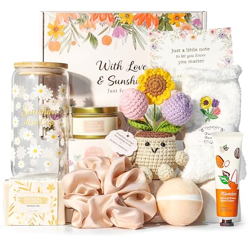 MHSMHL Gift Baskets for Women, Self Care Spa Gift Set, Birthday Gifts | for Mom Wife Grandma Daughter, Sending Sunshine Thinking of You Gifts for Christmas Best Friend, Sister, Teacher, Coworker