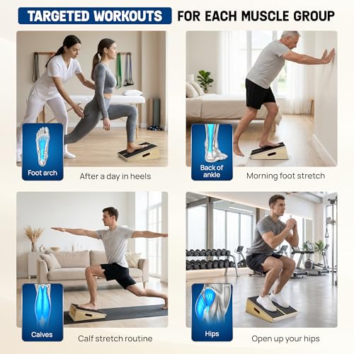 Yes4All Professional Incline Board, Slant Board Calf Stretching, Squat Wedge and Anti-Slip Surface, Portable Side Handle - color: B. 5 Angles - Full Coverage