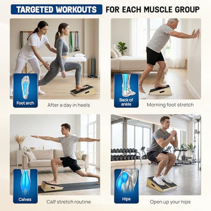 Yes4All Professional Incline Board, Slant Board Calf Stretching, Squat Wedge and Anti-Slip Surface, Portable Side Handle - color: B. 5 Angles - Full Coverage