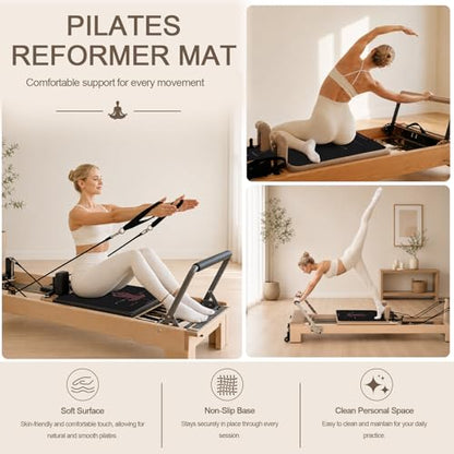 Pilates Reformer Mat, Non Slip Backing Reformer Mat Cover for Pilates Machine, Exercise Mat with Sweat-Wicking Surface, Foldable Pilates Mat Home Gym Yoga Training, 39" x 24" - color: BlackPink
