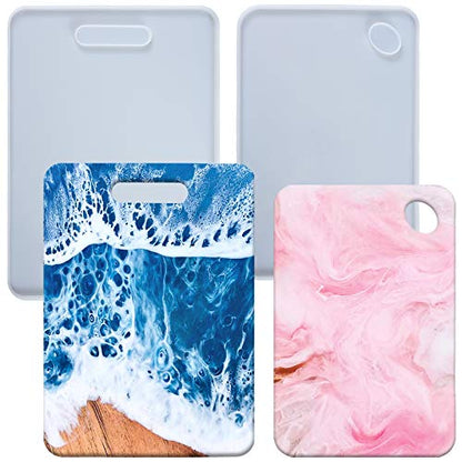 13-inch Large Cutting Board Epoxy Resin Tray Silicone Molds 2-Count | Make Extra Large Serving Trays & Platters; Works with Versatile Materials Like Concrete, Cement & Resin; 13-Inch Height - color: Rectangular Cutting Boards (Set of 2)