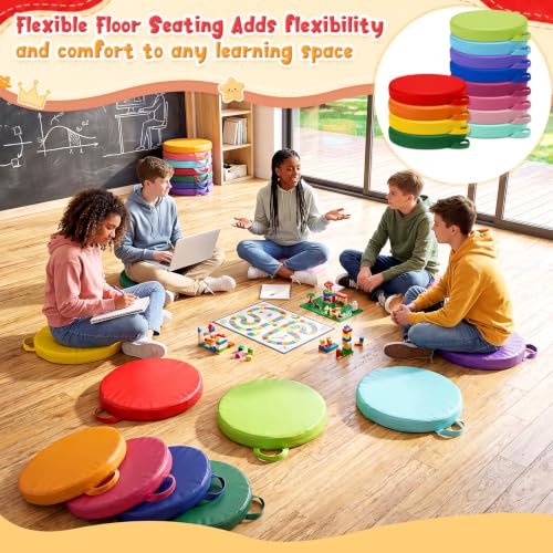 Gerrii 12Pcs Floor Cushions for Classroom,15 in Extra Thick Flexible,Multi - color: Multicolor
