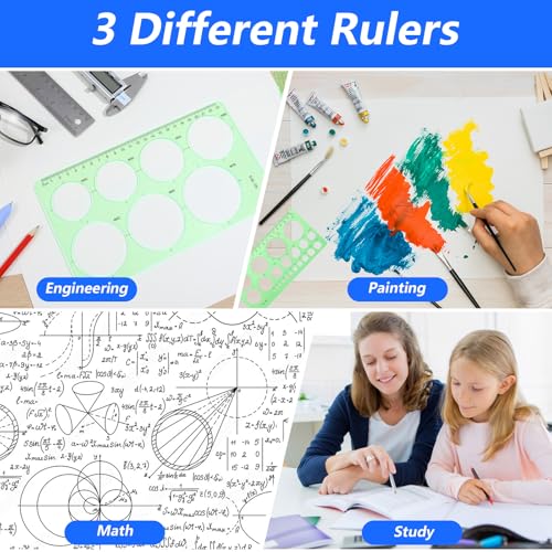 3 Pcs Circle Template, Plastic Circle Stencil for Drawing, Professional Circle Ruler, Small&Medium&Large Multifunctional Circle Drawing Tool for Office, School, Drafting Supplies