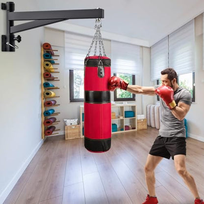 BeneLabel Heavy Bag Hanger for Punching Bag Beam Mount Hardware 360° Rotation Boxing Bag Ceiling Mount I-Beam Hanger for Hanging Heavy Punching Bags Wall Hangers - color: 24" Black wall hanger (Only)