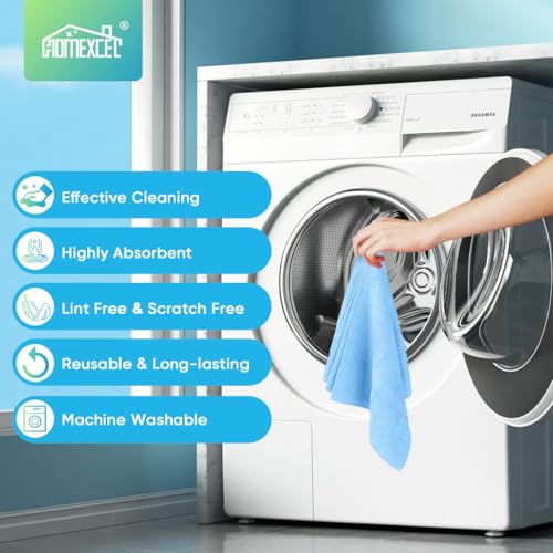 HOMEXCEL Microfiber Cleaning Cloth 20 PK, Towels for Cars and Shop, Blue - color: Blue