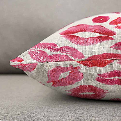TKS MITLAN Lips Prints Throw Pillow Case Cushion Cover Kiss Lipstick Mouth Red Smooch Linen Couch Bed Sofa Car Waist Cushion Cover 12 x 20 inch - color: Lips Prints, size: 20" x 12" (Pack of 1)