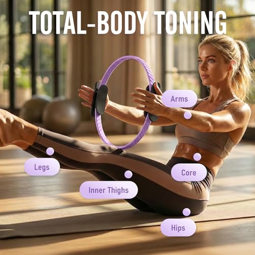 JKSHMYT Pilates Ring Fitness Circle for Women, Pilates Equipment – 14.5" Home Magic Exercise Workout, Better me Pilates Essentials Starter Set for Beginners Toning Shape Full Body