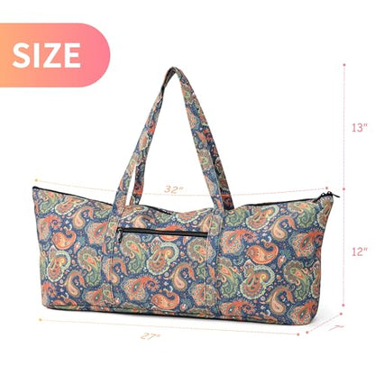 Boulder Bee | Yoga Mat Bag | Large Yoga Mat Carrier with Wet Pocket | Yoga Gifts | Gym Tote Bag for Women - color: Tote-Orange Cashew Flower