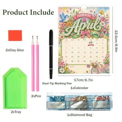 2027 Diamond Art Wall Calendar for Adults Beginners 12 Monthly Holiday Themes 9.9" x 6.7" Hanging Loop DIY Craft Wall Calendars with Notes Section for Home Office Planning-Holiday - color: Holiday