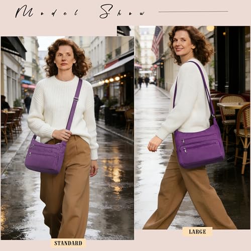 VOLGANIK ROCK RFID Purses for Women Fabric Nylon Multi Pocket Crossbody Bag Ladies Travel Handbag - color: Purple2, size: Standard