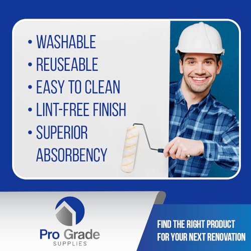 Pro Grade Paint Roller Covers, 9 Inch, 1/2 Inch Microfiber Nap, 5 Pack | For rough, smooth & semi-smooth surfaces | Walls & ceilings | Interior & exterior | Shed-resistant, lint-free
