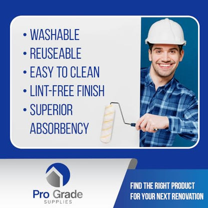 Pro Grade Paint Roller Covers, 9 Inch, 1/2 Inch Microfiber Nap, 5 Pack | For rough, smooth & semi-smooth surfaces | Walls & ceilings | Interior & exterior | Shed-resistant, lint-free