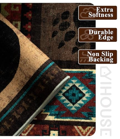 YIHOUSE Washable Rustic Cabin Runner Rug 2x8 Hallway - color: Brown, size: 2'x8' (Runner)