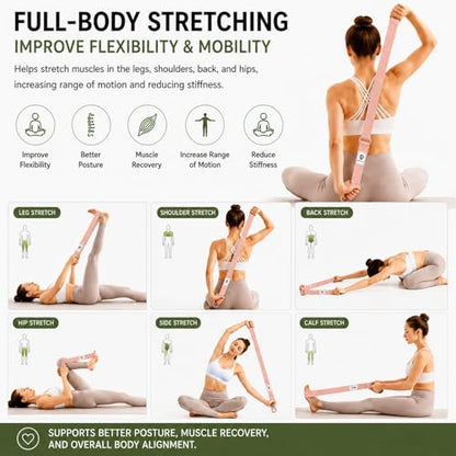 Yoga Strap for Stretching, Non-Elastic Yoga Belt with D-Ring - color: Pink, size: 6Feet/1.8M