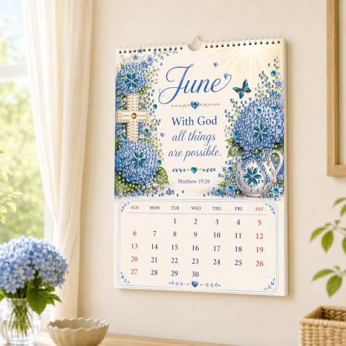 2027 Diamond Art Wall Calendar for Adults Beginners 12 Monthly Holiday Themes 8.9" x 6.7" Hanging Loop DIY Craft Wall Calendars with Notes Section for Home Office Planning-Inspirational quotes - color: Inspirational quotes