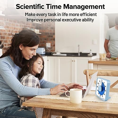 Secura 60-Minute Visual Countdown Timer, 7.5-Inch Oversize Classroom Visual Timer for Kids and Adults, Durable Mechanical Kitchen Timer Clock with Magnetic Backing (Navy Blue) - color: Navy Blue