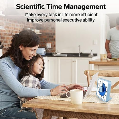 Secura 60-Minute Visual Countdown Timer, 7.5-Inch Oversize Classroom Visual Timer for Kids and Adults, Durable Mechanical Kitchen Timer Clock with Magnetic Backing (Navy Blue) - color: Navy Blue