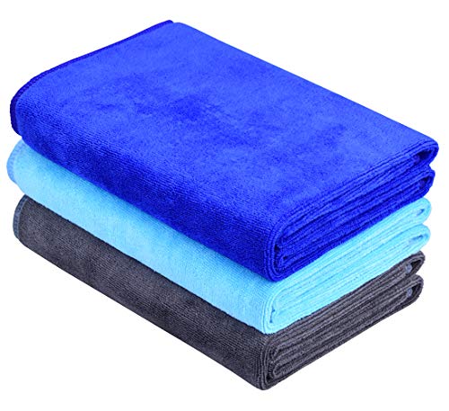 HOPESHINE Gyms Towels for Men & Women Microfiber Exercise Fitness Home Absorbent Sweat Yoga Towels Sports Towels Soft Fast Drying 16inch x32inch 3-Pack - color: 3-pack Grey+dark Blue+light Blue