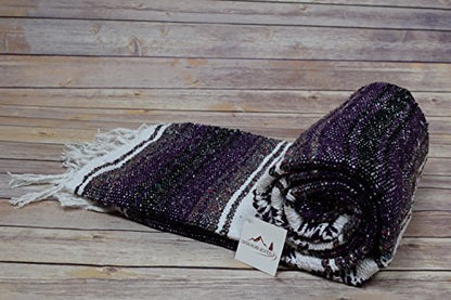 Open Road Goods Purple Mexican Blanket - Authentic Serape Falsa Blanket - Handmade - color: Purple
