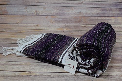 Open Road Goods Purple Mexican Blanket - Authentic Serape Falsa Blanket - Handmade - color: Purple