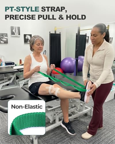 Trideer Stretching Strap with Loops & Leg Lifter, Non-Elastic PT Strap | Leg Lifter Mobility Aid, Non-Elastic PT Stretching Strap, Multi-Loop Grip Control, Home Recovery Support - color: Green