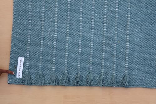 Jaipur Art & Rugs Cotton Yoga Rug - Eco-Friendly Hand-Woven Thick Mat (24”x72”x5mm) for Everyday Fitness at Home - Comfortable & Extra-Long - color: Dark Green